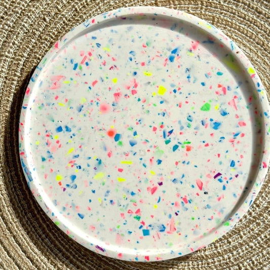 Birthday Cake Terrazzo Round Trinket Tray